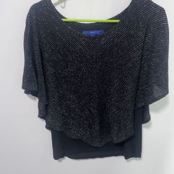 APT 9 Black/Silver Dressy Blouse - Size Large! 