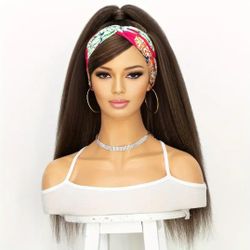 Pretty Yaki Straight Headband Wig Medium Ash Brown