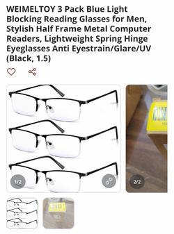 WEIMELTOY 3-Pack Blue Light Blocking Reading Glasses