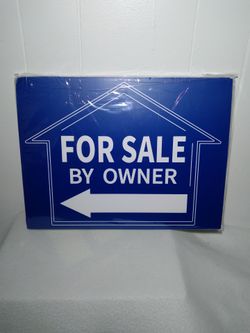 For Sale by Owner Signs quantity 3. Blue with Directional Arrows + Yard Stakes