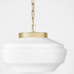 Hearth & Hand Magnolia hanging Milk Glass Ceiling Pendant brass finish Farmhouse light fixture
