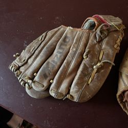Three Adult Size Leather Max Pro Cooper and Mizuno Baseball Softball Gloves/Mitts