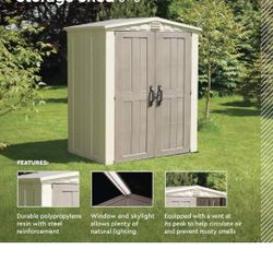 Keter Factor 6x3 Outdoor Storage Shed Kit-Perfect to Store Patio Furniture, Garden Tools Bike Accessories, Beach Chairs and Push Lawn Mower, Taupe & B