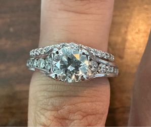 18k white gold 1.65 ct d colorless si2 natural diamond ring with 14k white gold enhancer ring