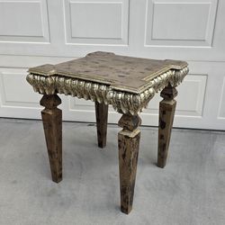 Ornate Distressed Gold Accent Table