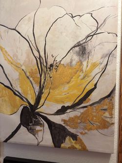Gold Abstract Floral Wall Art