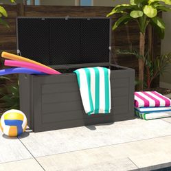 150 Gallon Large Resin Deck Box, Outdoor Storage Container for Patio Furniture Cushions Garden Tools Pool Toys Sports Equipment Waterproof Lockable St