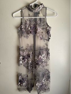 NWT Wasteland Sheer Mesh Floral Halter Romper - Grey (XS)
