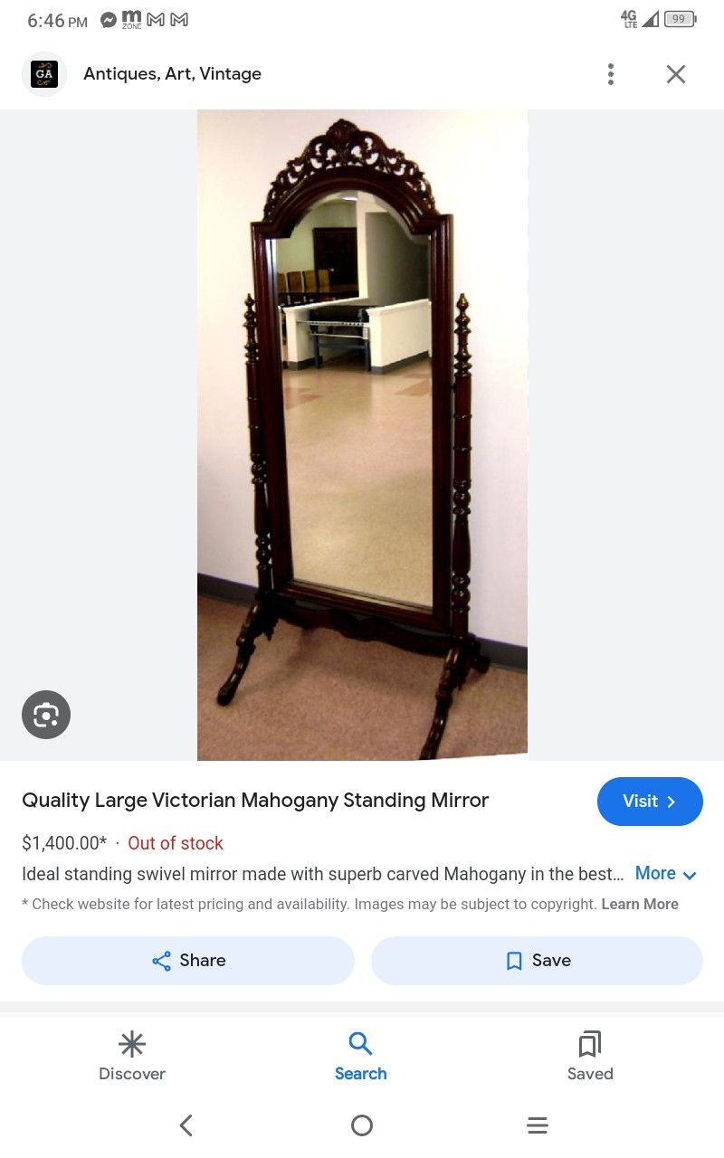 Vintage Mahogany Standing Mirror