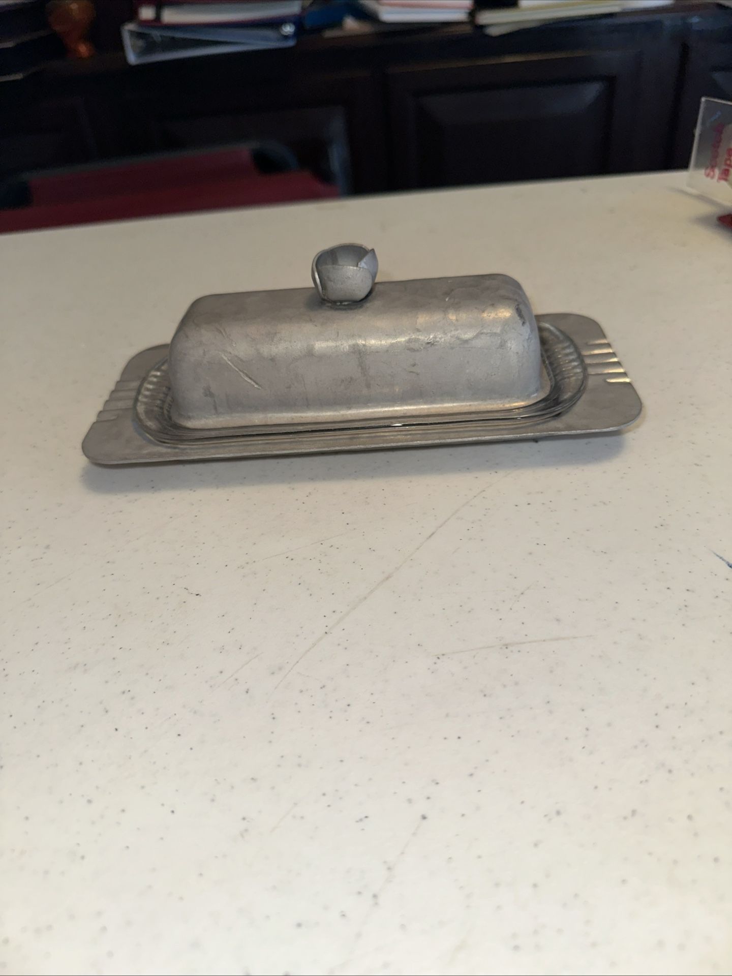 Vintage Aluminum Butter Dish with Lid