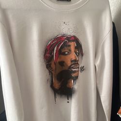 Tupac Custom Made White Long Sleeve 