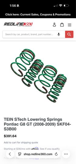 TEIN STECH LOWERING SPRINGS FOR PONTIAC G8 2008-2009