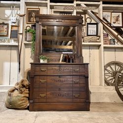 Antique Eastlake Vanity Dresser With Mirror 