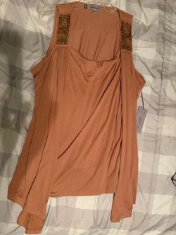 New Jennifer Lopez Brown Sleeveless Top with Beading