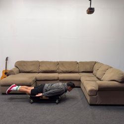 Tan / Light Brown Sectional Couch *Comfy af* - Can Deliver