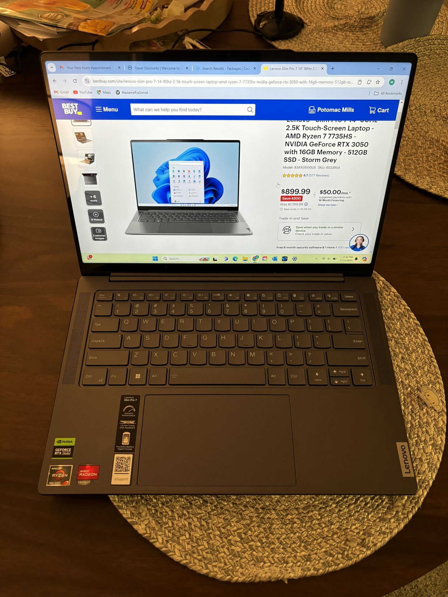 Lenovo Slim Pro 7 14” Laptop- LIKE NEW