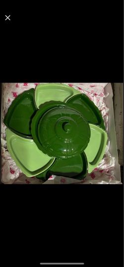 Vintage Green Lazy Susan Serv