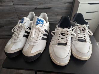 Two pairs of sneakers. Adidas and Nikes