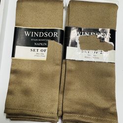 Windsor 20x20 Polyester Fabric Taupe Stain Resistant Napkins Set of 4 NEW $10- Multiple Available  