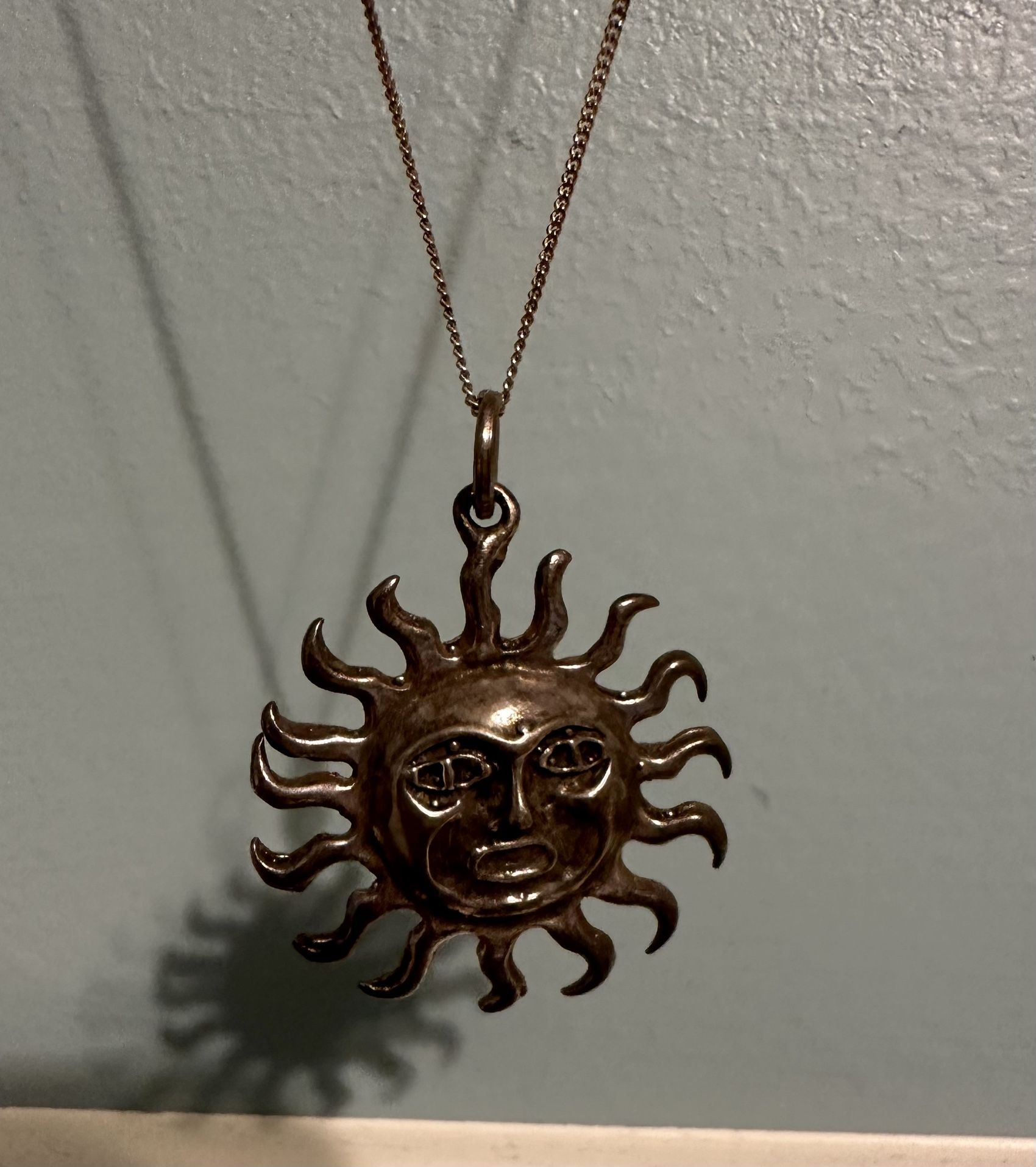 Real Silver Necklace With Silver Sun 