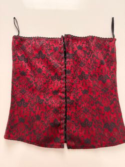 Red and Black Brocade Corset Top