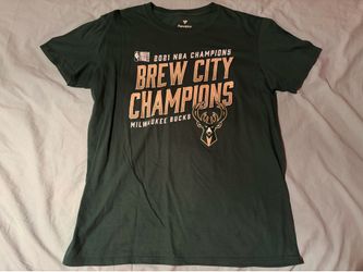 Milwaukee Bucks 2021 NBA Champions Green Shirt; Men’s L