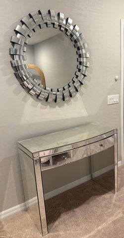Mirror, side tables pair and desk