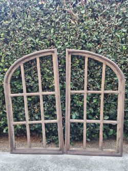Set of 2, 38" H, Petino Arch Wood Frame Distress Shadow Brown Shabby Chic