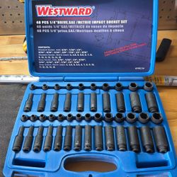 Westward 48 Piece 1/4 Impact Socket Set
