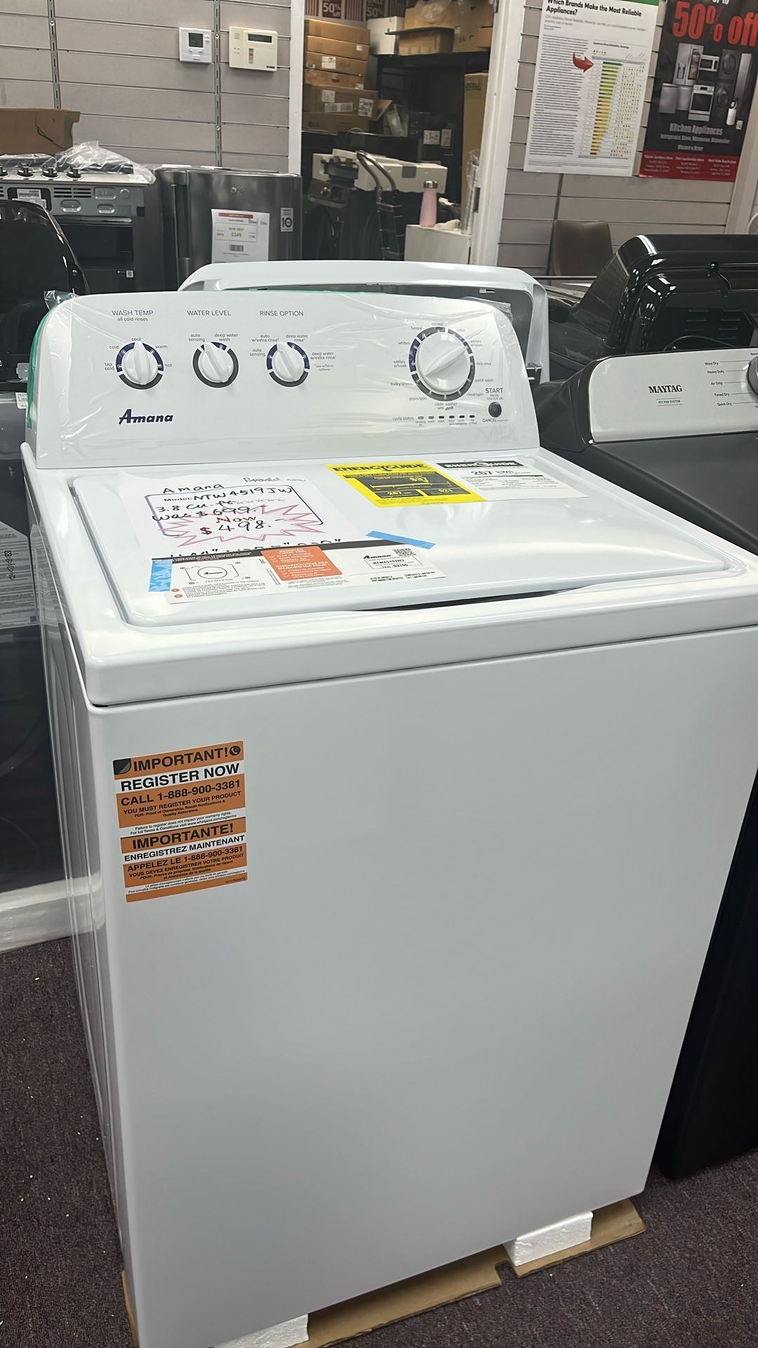 Washer Top Load New 1 Year Warranty 