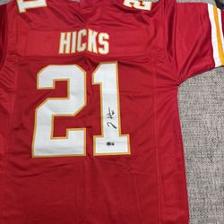 Jaden Hicks red autographed signed Custom jersey-Beckett Coa-Kansas City Chiefs