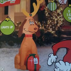 The Grinch Dr. Seuss Max Dog Antler 5 ft. Airblown Inflatable Christmas  Decor 