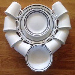 16pc.White Cerelle Set With  Double Black Band Around $45