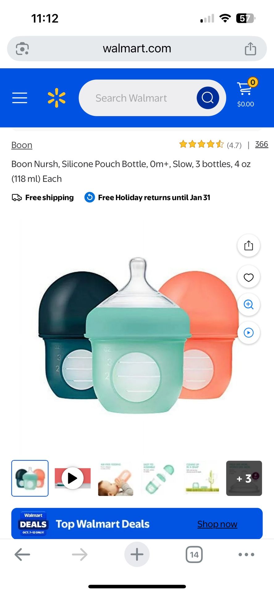 boon nursh silicone pouch baby bottles 4 fl oz 3pk