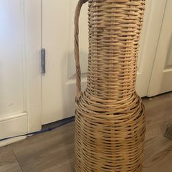 Vintage 21 Inches Tall Boho Wicker Vase Basket