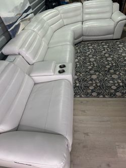 SECTIONAL GENUINE LEATHER RECLINER ELECTRIC ⚡️ WHITE COLOR ✅🚛DELIVERY SERVICE AVAILABLE ✅🚛