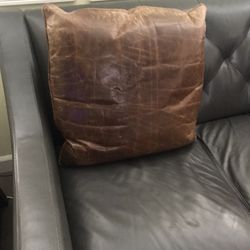 Genuine Leather Throw Pillow , Feather Down Insert
