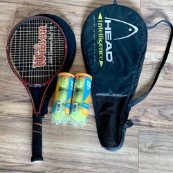 Tennis Racket, Two Cases and 6x Tennis Balls, 