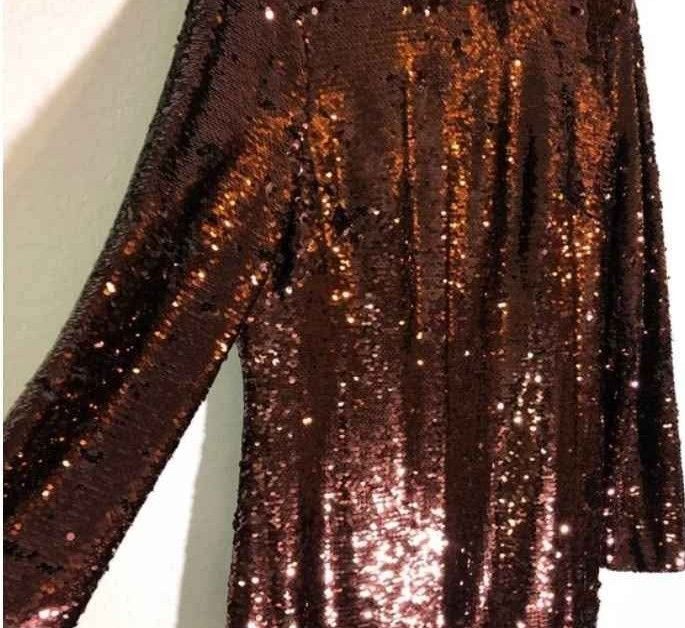 40 GIANNI BINI BRONZE COPPER SEQUINS PENCIL DRESS