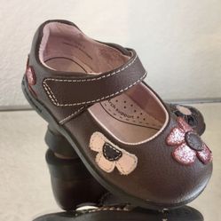 Pediped Flex Brown Leather Toddler Girl Shoes Size 6 🌸