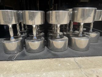 Commercial Solid Steel Chrome Dumbbell Set 60–100 lb — 1,440 lb Total