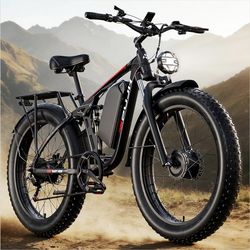 4000W Dual Motor Ebike with 52V 25Ah Removable Battery for Adults,Max Speed 38MPH Up to 100 Miles,24" Fat Tire Electric Bike for Snow Off-Road Commute