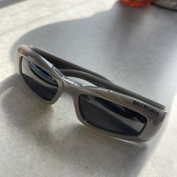 Balenciaga Gray Rectangular Sunglasses