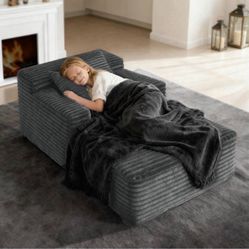 Brand New 45'' Chaise Lounge Chair Corduroy Upholstered Sofa Bed (Dark Grey)