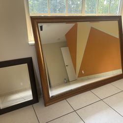 LARGE  66x46 Wood Gold Frame Hanging Mirror (Plus “Free “Small mirror) $40 