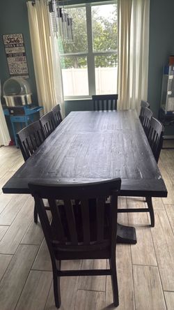 Black Farmhouse Dining Table with 8 Chairs