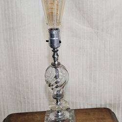 Vintage Midcentury Crystal Glass Simple Lamp