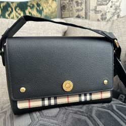 Burberry Leather Vintage Check Crossbody Bag