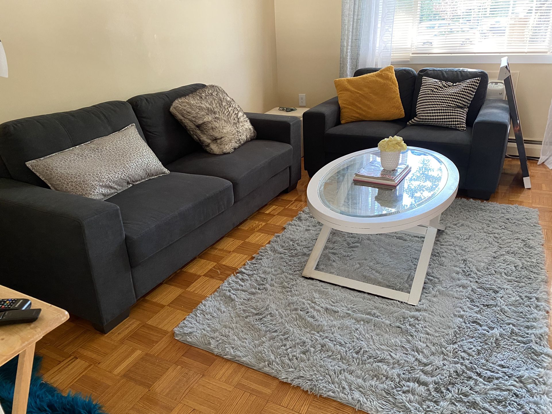 2 Pcs Living Room Set (Sofa & Loveseat) Plus Coffee Table