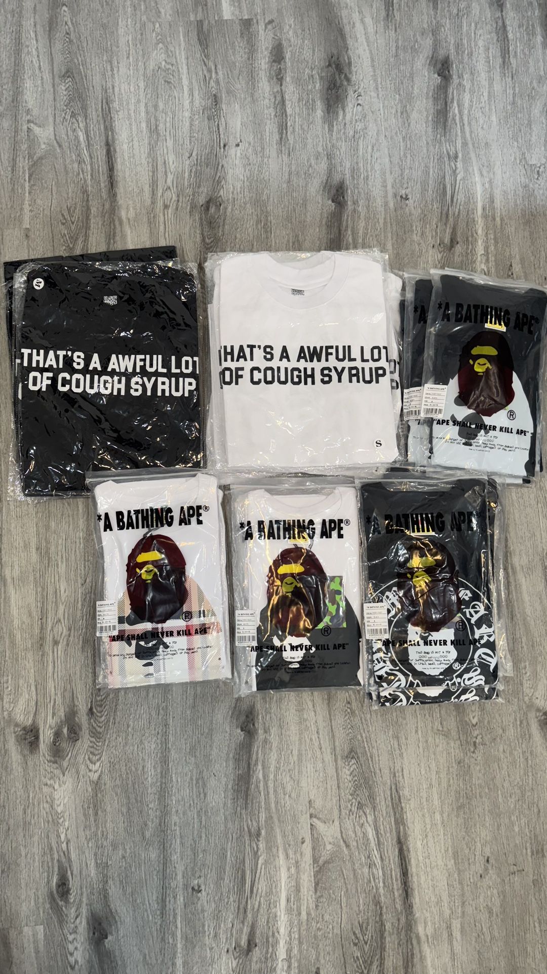 Bape and awful lotta cough syrup shirts